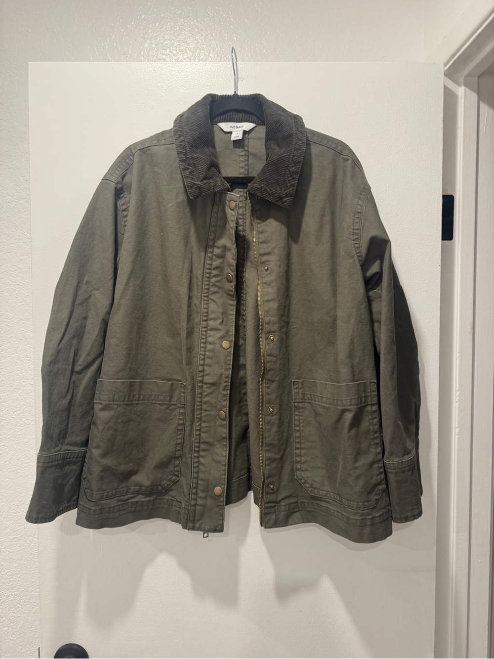 Old Navy Olive Green Utility Jacket - Corduroy Collar - Large - Picture 2 of 4